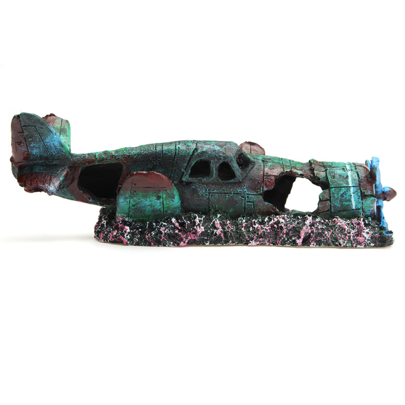 ZANLURE Large Plane Wreck Fish Tank Decoration Resin Aquarium Decorations