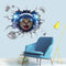 Miico Creative 3D Space Astronaut Cat Broken Wall PVC Removable Home Room Decor Sticker
