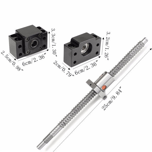 250mm SFU1204 Ball Screw With BK10 BF10 End Supports For CNC Parts