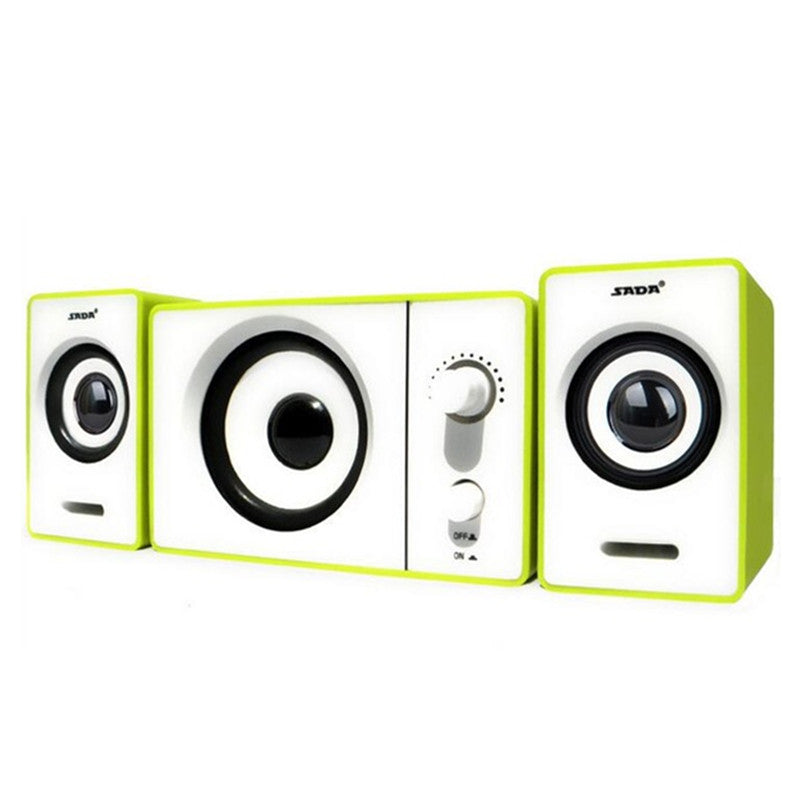 SADA D-200D Mini Portable Stereo Deep Bass USB 3.5mm Aux Speaker Desktop Loudspeaker