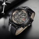 NAVIFORCE 9110 Men Watches Luxury Fashion 24 Hours Display Leather Strap Quartz Wrist Watch
