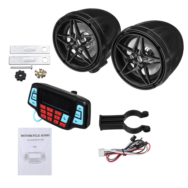 3inch bluetooth Motorcycle Audio System USB SD FM Radio MP3 Speakers 12V