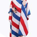 Hiden Sleeves Red White Blue Stripe Hairdressing Cape Salon Luxury Customer
