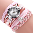 DUOYA DY080 Fashionable Fine Leather Band Winding Ladies Bracelet Watch Braided Quartz Watches