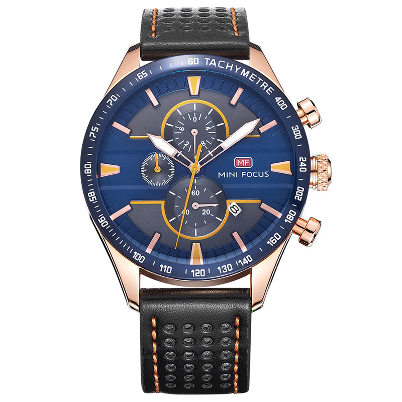 MINI FOCUS MF0002G Chronograph Men Wrist Watch Working Sub-dials Quartz Movement Watches