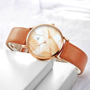 SHENGKE SK K0108 Spring Jade Green Calm Brown Leaf Dial Fashion Leather Strap Women Quartz Watch