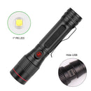 Super Bright LED Flashlight Zoom Portable Super Bright Torch USB Rechargeab