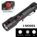 Super Bright LED Flashlight Zoom Portable Super Bright Torch USB Rechargeab