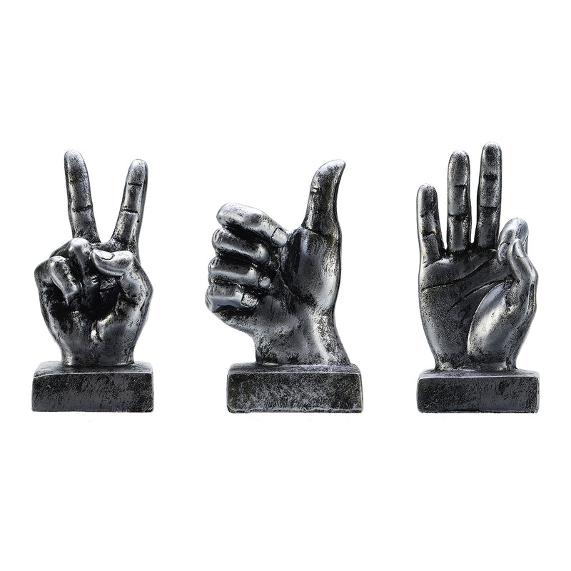 OK/Victory/Thumb Sign Silver Finger Hand Resin Living Room Table Decorations Ornament