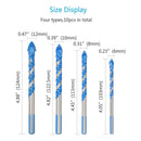 12PCS Tile Drill Bits Multi Purpose Carbide Tip Set Special for Tiles Cemen