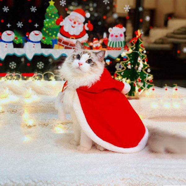 Christmas Pet Clothes Creative Pet Cloak Hooded Christmas Dog Cat Red Color Clothes Costume Santa Claus New Year Clothing for Pets