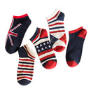 5 Pairs Fashion National Flag Cotton Sock Slippers Breathable Male Non-Slip