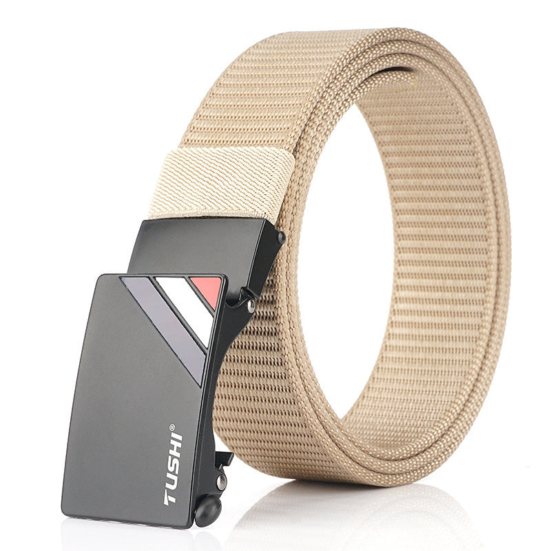 TUSHI 125cm Thick Nylon Belt Quick Release Metal Buckle Business Tactical Belt