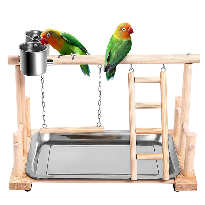 Parrot Playpen Bird Perch Playstand Parrot Playground Gym Wood Ladder Swing