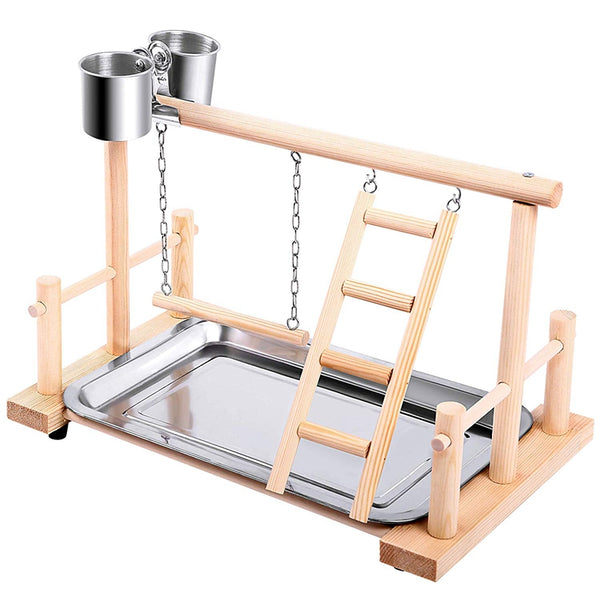 Parrot Playpen Bird Perch Playstand Parrot Playground Gym Wood Ladder Swing