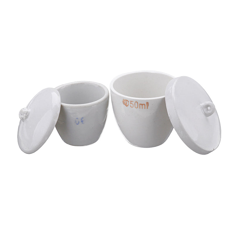 30/50ML Porcelain Crucible High Temperature Chemical Teaching Laboratory Equipment Lab Glassware Kit