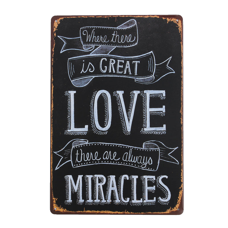 Love Miracle Sheet Metal Drawing Home Wall Poster Metal Painting Tin Sign