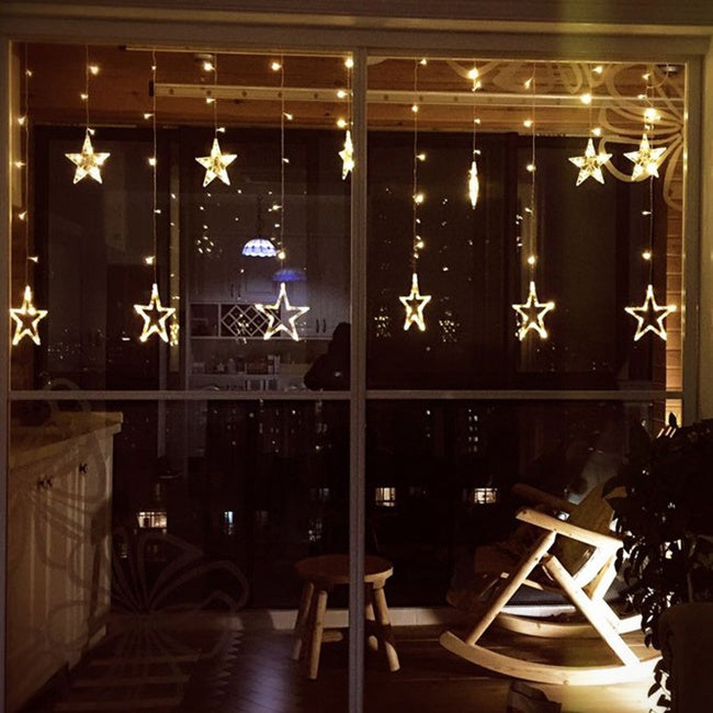 Honana HT-336 220V LED Light String Star Shape Curtain Light Home Decor Celebration Festival Wedding