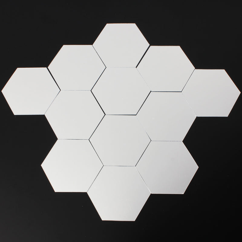 12Pcs 8cm Mirror Wall Sticker Hexagon Removable Acrylic 3D Mirror DIY Home Room Decor Art