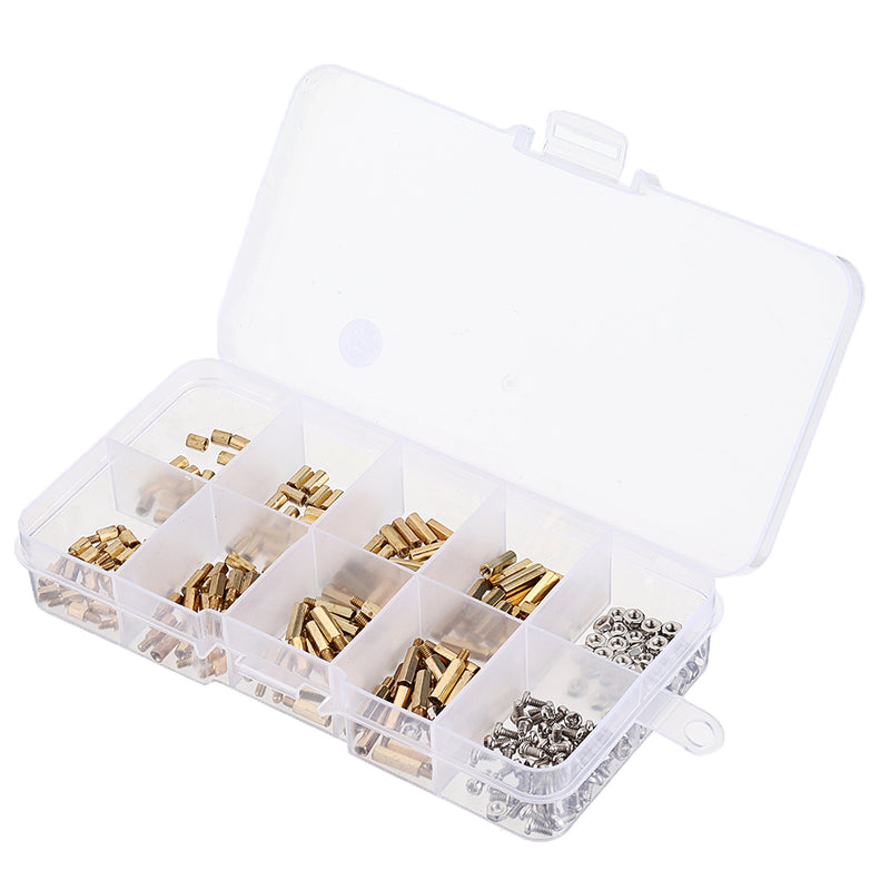 Suleve M2BH2 300Pcs M2 Male-Female Brass Hex Column Standoff Support Spacer Pillar Stainless Steel Screws Nuts for PCB Board
