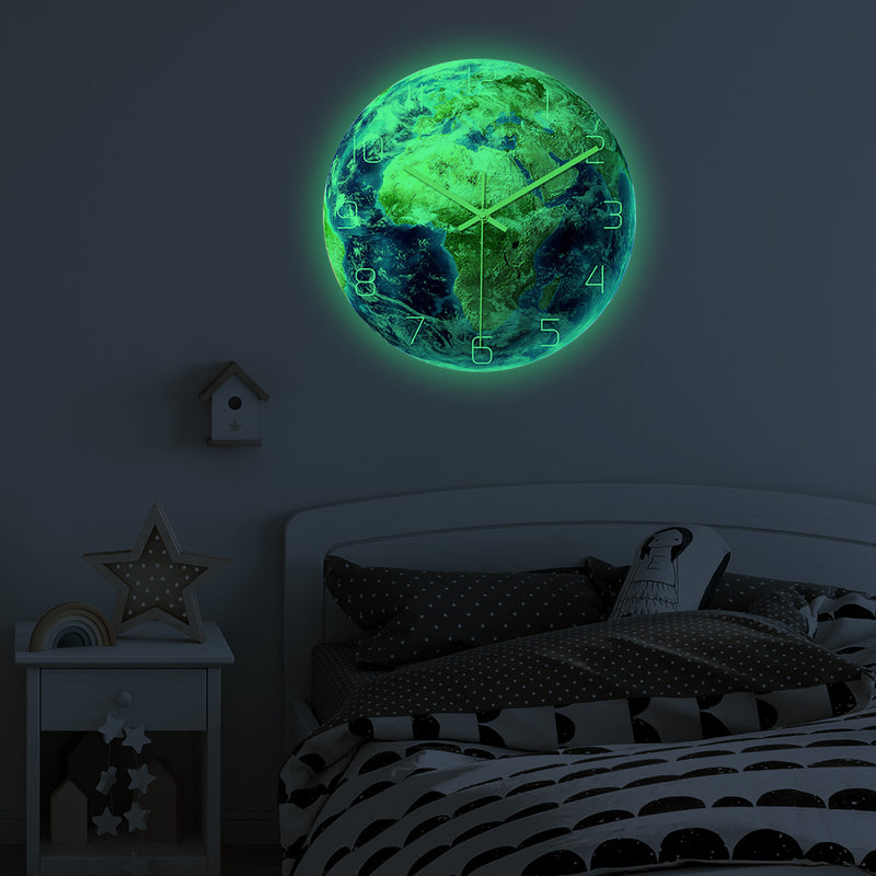 Loskii CC092 Creative Luminous Earth Africa Map Wall Clock Mute Wall Clock Quartz Wall Clock For Home Office Decorations