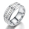 Trendy Stainless Steel Double Rhinestone Finger Ring for Men