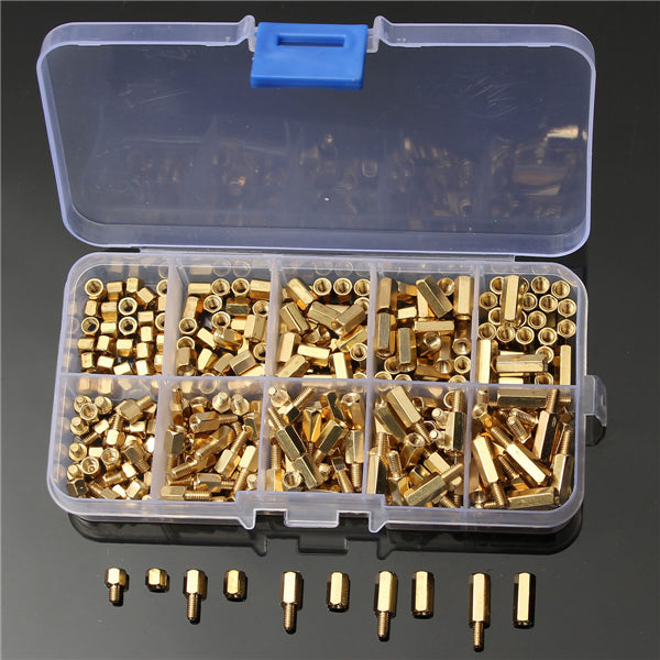 Suleve M3BH1 300Pcs M3 Male-Female Brass Hex Column Standoff Support Spacer Pillar For PCB Board