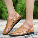 Men's Outdoor  Daily Casual Sandals Wrapped Toe Leather Hand-sewn 3-fold Reinforced Suture Shoes