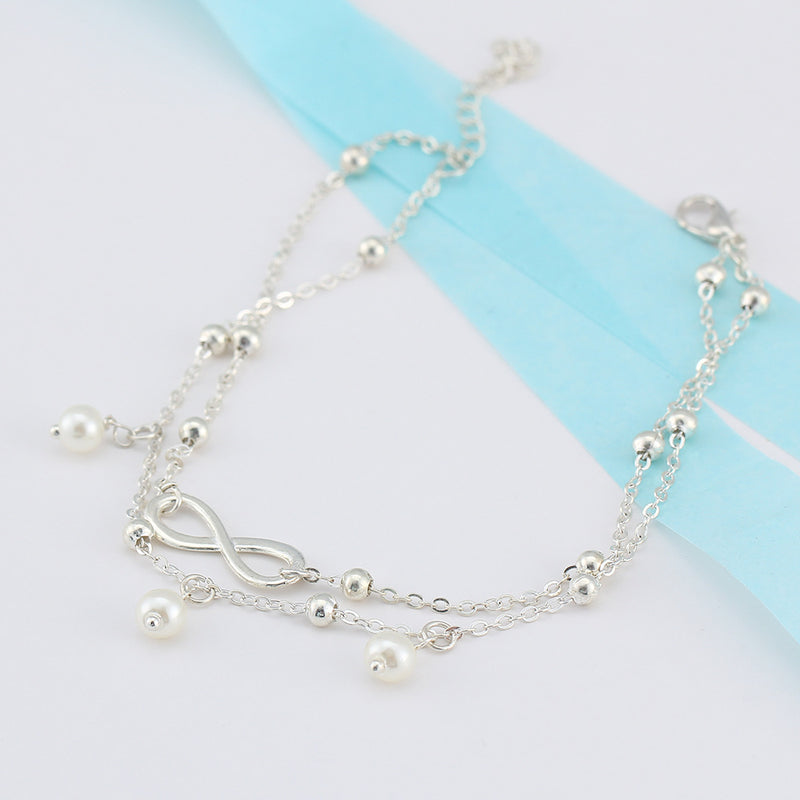 Fashion Infinity Knot Multilayer Women's Anklet Bead Pearl Ankle Bracelets Rings for Women