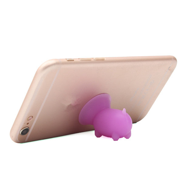 Mini Silicone Cute Pig Shape Sucker Phone Stand Mobile Phone Rubber Holder for Phone Tablet