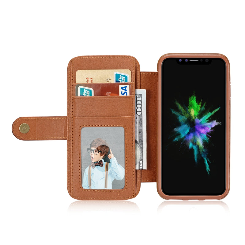 Magnetic Detachable Wallet Pocket Card Slots Bracket Case For iPhone X
