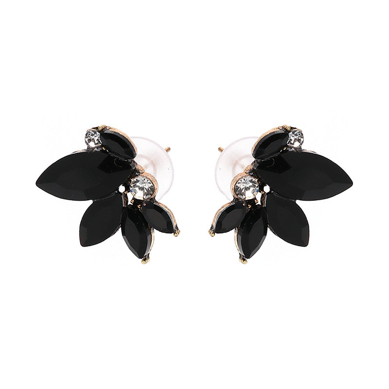 Elegant Crystal Wings Ear Stud Flower Rhinestones Earrings Gift for Her
