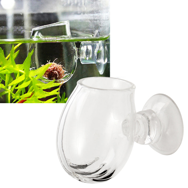 Aquarium Fish Tank Aquatic Plant Clear Glass Cup Holder + Sucker