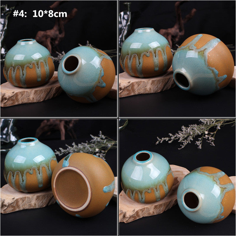 Zakkz Glaze Ceramic Vase Ornaments Handmade Aroma Bottle Flower Arrangement Pottery Decor Gift