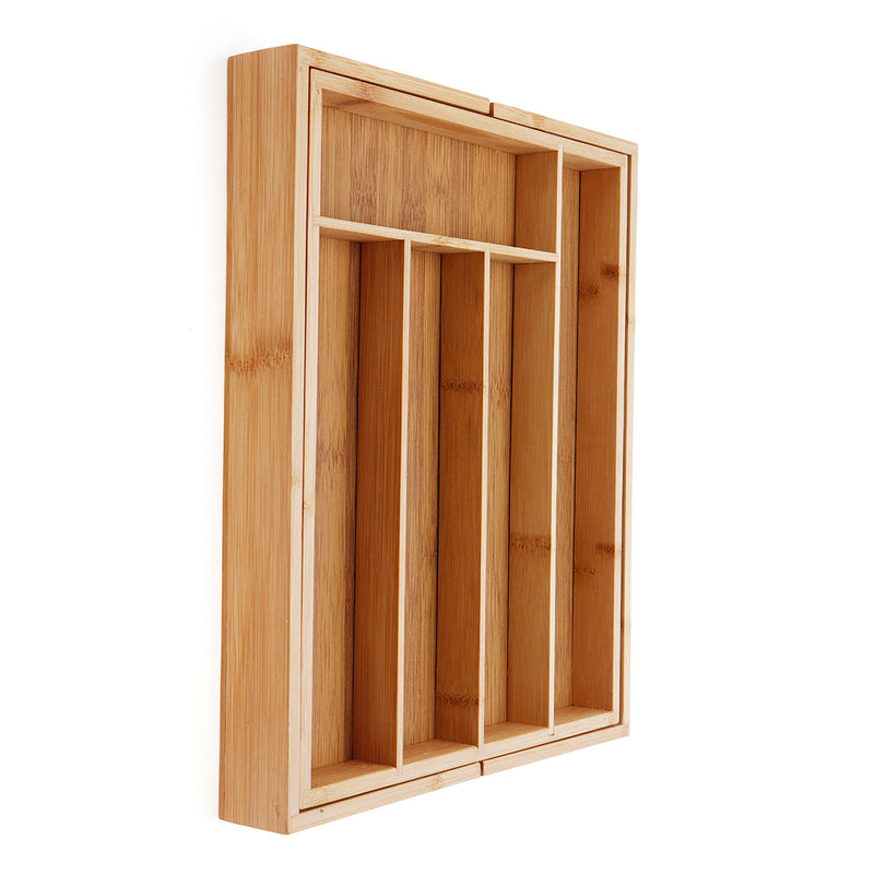 Bamboo Expandable Wooden Cutlery Tray Holder Tidy Retractable Drawer Organizer Kitchen Storage Container