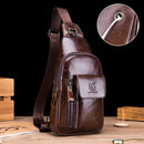 Men Leather Chest Bag Shoulder Bag Outdoor Travel Cross Body Messenger Bag