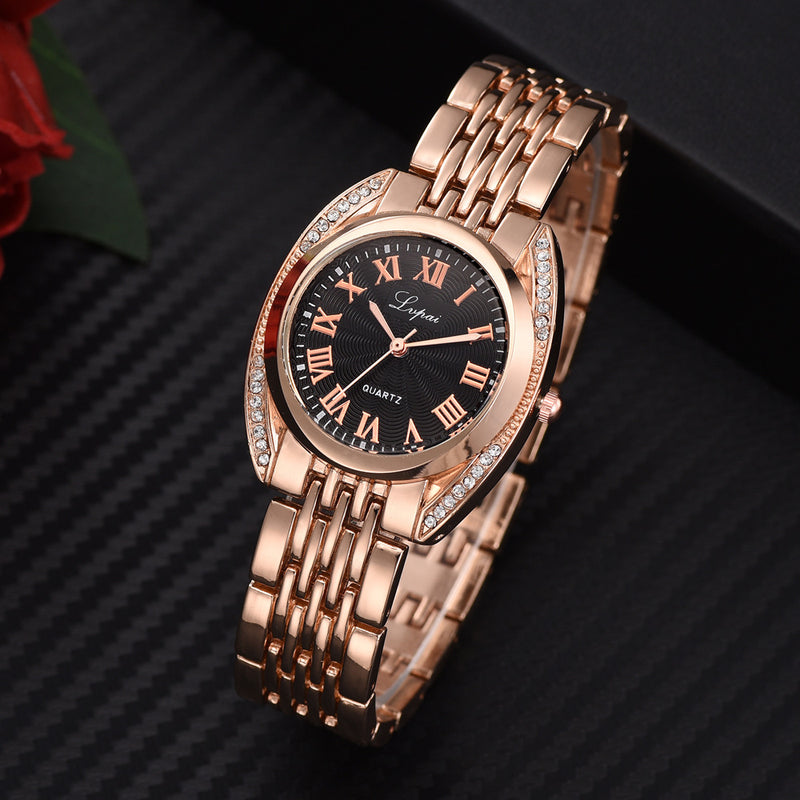 High-end Ladies Roman Numerals Quartz Watch Fashion Casual Steel Belt Women Watch