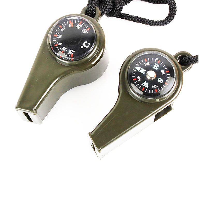 3 In 1 Whistle Compass Thermometer Camping Outdoor Emergency Survival Gear SOS