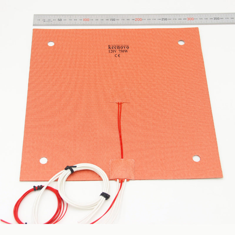 310x310mm Siliconen Heated Bed Heating Pad for Creality CR-10 3D Printer w/ Screw Holes