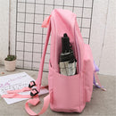 4Pcs/set Women Canvas Backpack Teenage Girls School Shoulder Bag Pen Bag Outdoor Travel