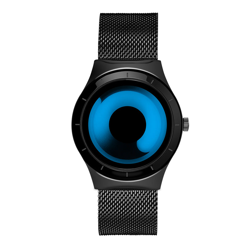 SANDA P1026 Creative Real-time Pattern Dial Leather Mesh Belt Strap Men Quartz Watch