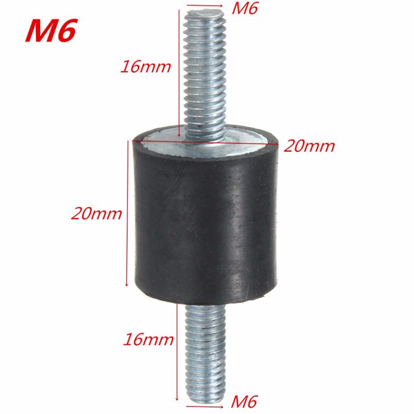 4pcs Rubber Mounts 20mm x 20mm M6 Rubber Vibration Isolator Mounts Rubber Shock Absorber