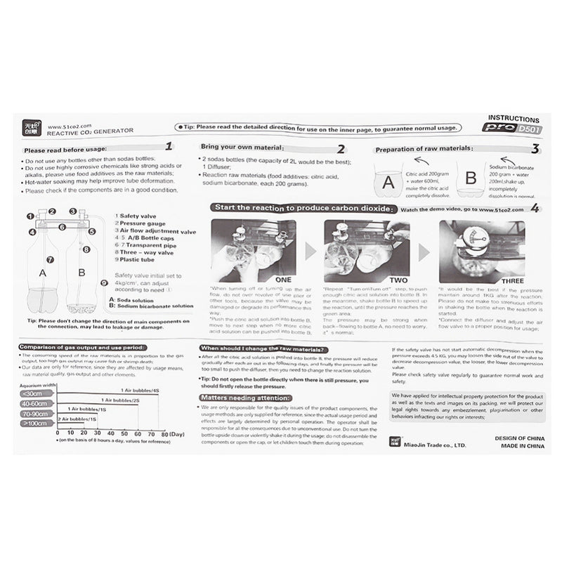 D501 DIY CO2 Diffuser  Kit Planted Aquarium CO2 Diffuser Needle Valve Pressure Gauge Generator