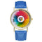 Vintage Color Wheel Color Board Women Classic Style Leather Band Quartz Watch