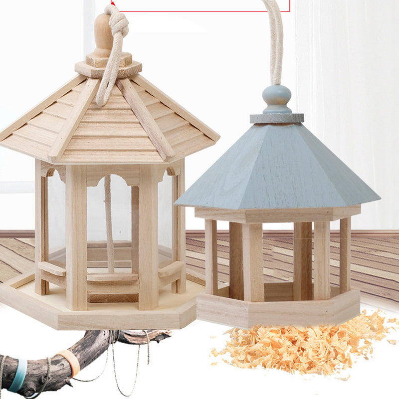 Wooden Hanging Bird Feeder Wild Bird Hotel Outdoor Garden Decorations Nest Box