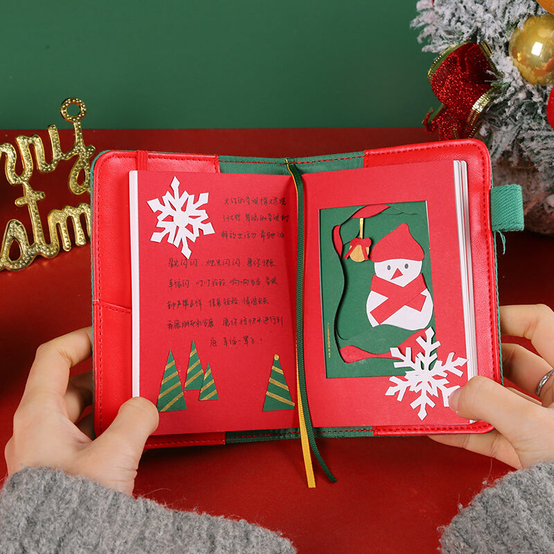 Kinbor DTB6578 Christmas Stationery Gift Box Set Cute B7 Notebook + Socks + Gel Pen Gifts for Family Friends