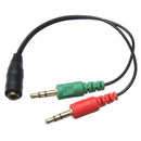 3.5mm Female to 2 Dual 3.5mm Male Headphone Mic Audio Splitter Cable For Tablet PC Laptop Computer