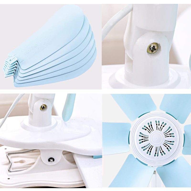 10W 6 Blade Mini Small Ceiling Fan Cooler Clip-on Hanging Stand Portable Home