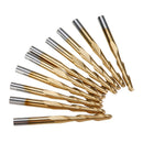 Drillpro 10pcs 3.175mm Shank Ball Nose End Milling Cutter Titanium Coated Two Flute 12mm/22mm CNC Tool