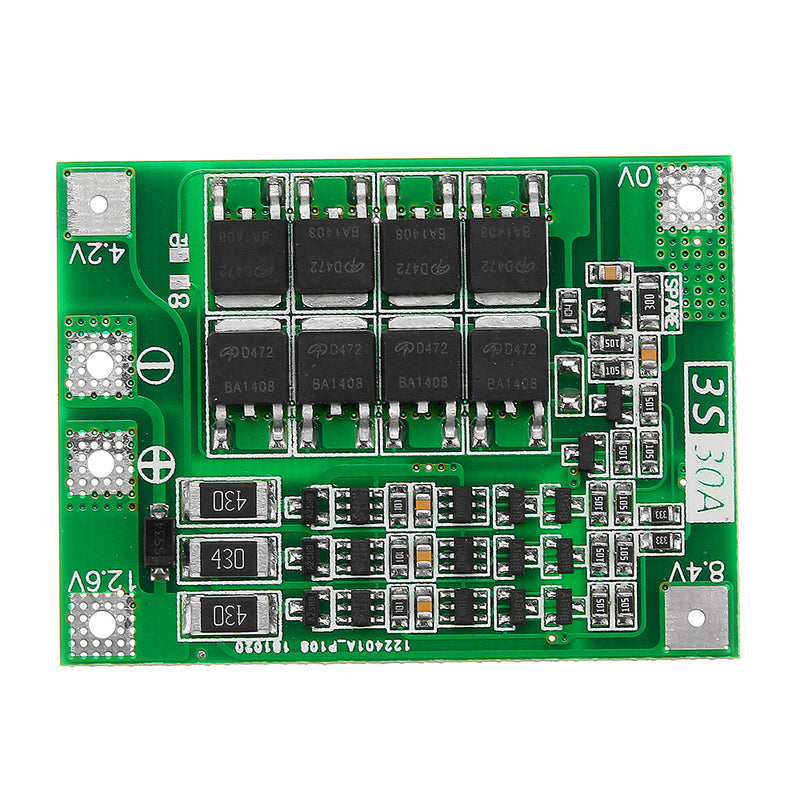 3 Series 11.1V 12.6V 18650 Lithium Battery Protection Board and Strip Equalization 30A